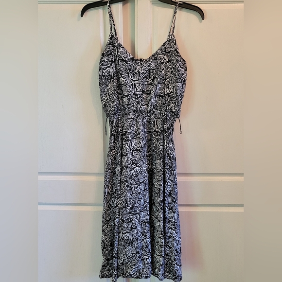 Vintage 90s Positive Attitude Black White Tank Dress - Picture 1 of 6